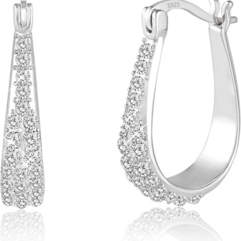 925 Silver Crystal Hoop Earrings